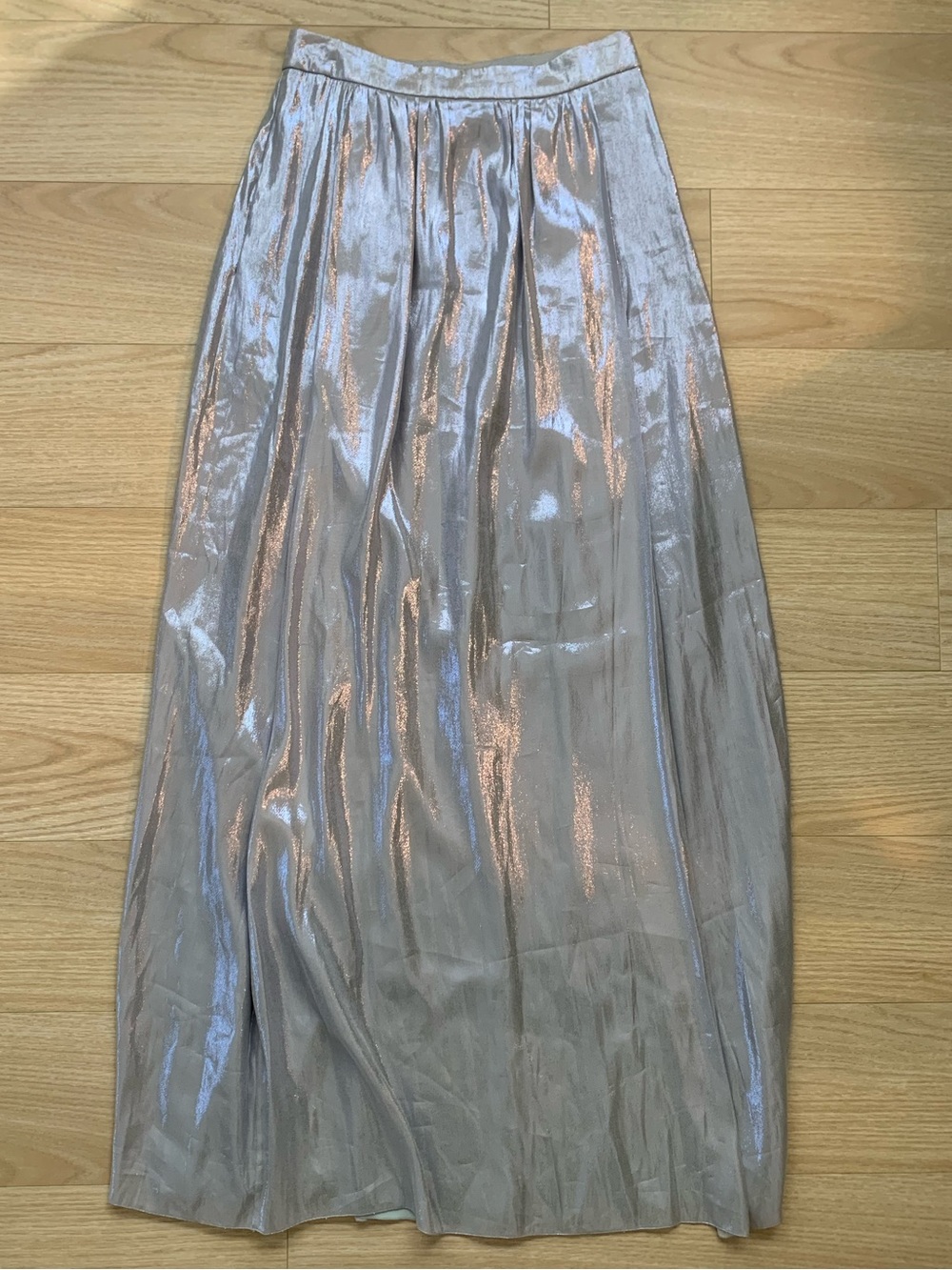 Alberta Ferretti Silver Iridescent Maxi Skirt NWT Size 42 IT